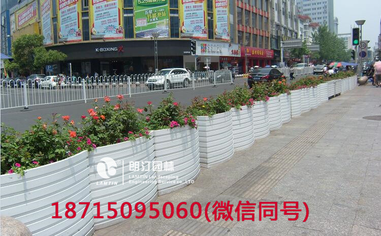 步行街入口隔離花箱