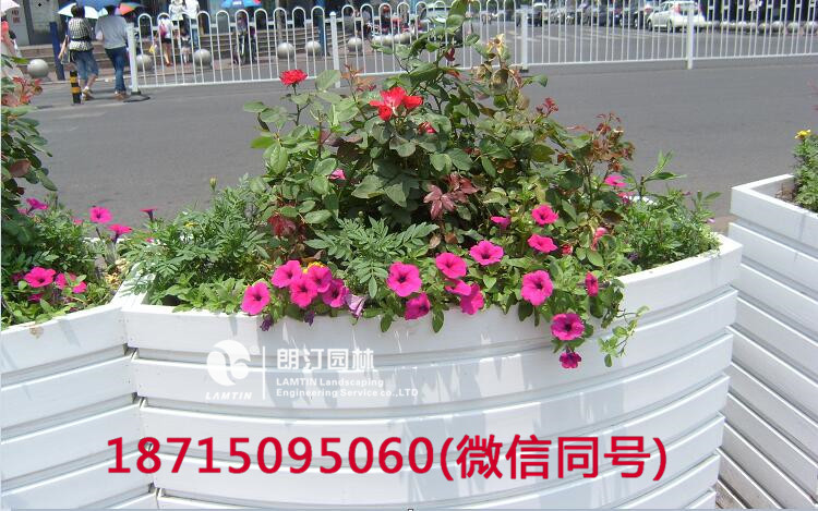 大型弧形白色PVC戶外花箱