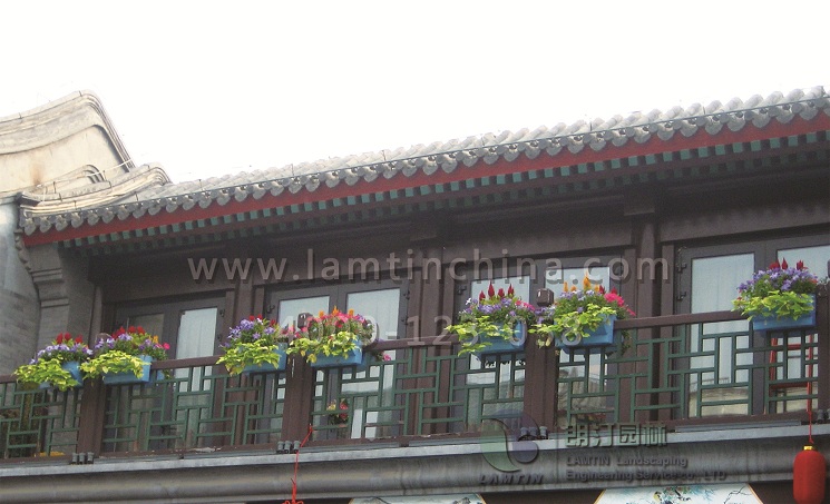 鞍式花盆-景區(qū)古建筑窗臺陽臺護欄掛花